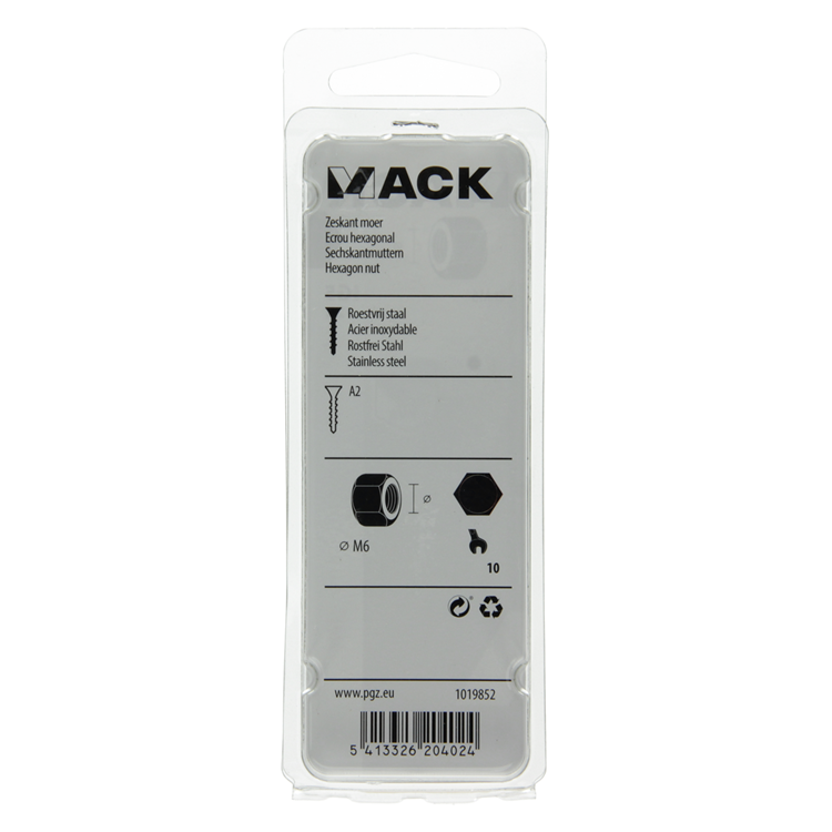 Afbeelding laden in galerijviewer, Mack 1019852 - zeskantmoer inox a2 12 st m6 | 10 stuks
