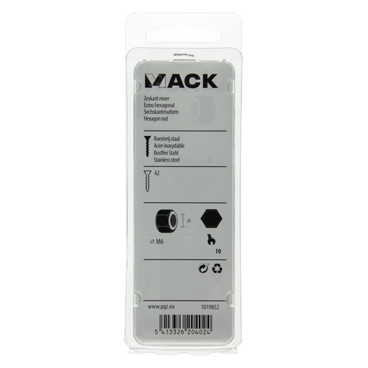 Mack 1019852 - zeskantmoer inox a2 12 st m6 | 10 stuks
