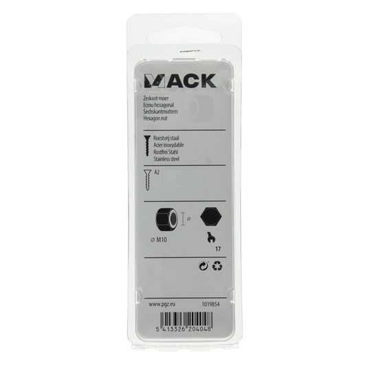 Mack 1019854 - zeskantmoer inox a2 4 st m10 | 10 stuks