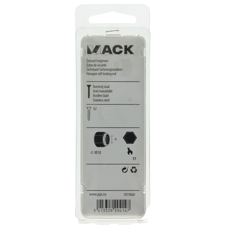 Laden Sie das Bild in Galerie -Viewer, Mack 1019860 - zeskant borgmoer inox a2 4 st m 10 | 10 stuks
