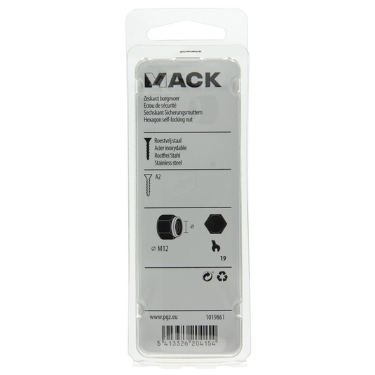 Mack 1019861 - zeskant borgmoer inox a2 2 st m 12 | 10 stuks