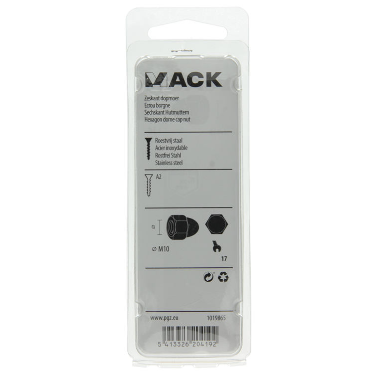 Afbeelding laden in galerijviewer, Mack 1019865 - zeskant dopmoer inox a2 2 st m 10 | 10 stuks
