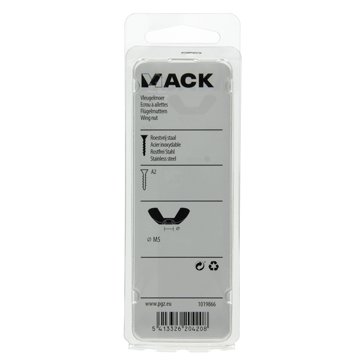 Afbeelding laden in galerijviewer, Mack 1019866 - vleugelmoer inox a2 4 st m5 | 10 stuks
