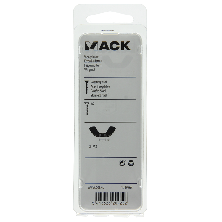 Laden Sie das Bild in Galerie -Viewer, Mack 1019868 - vleugelmoer inox a2 2 st m8 | 10 stuks
