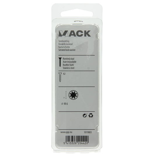Mack 1019883 - tandveerring inox a2 10 st m6 | 10 stuks