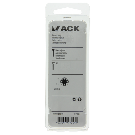 Mack 1019884 - tandveerring inox a2 8 st m8 | 10 stuks