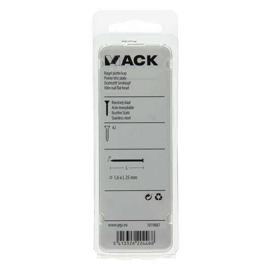 Mack 1019887 - nagel platte kop inox a2 35 st1,6 x 25 mm | 10 stuks