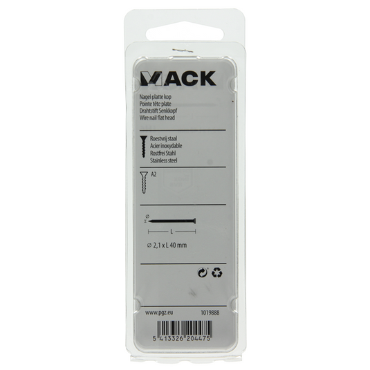 Mack 1019888 - nagel platte kop inox a2 25 st2,1 x 40 mm | 10 stuks
