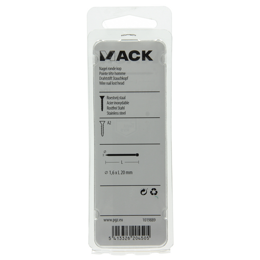 Mack 1019889 - nagel ronde kop inox a2 40 st 1,6 x 20 mm | 10 stuks