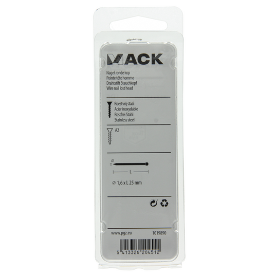 Mack 1019890 - nagel ronde kop inox a2 35 st 1,6 x 25 mm | 10 stuks