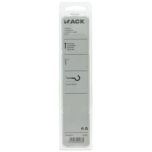 Mack 1019899 - schroefhaak roestvrijstaal 1 st 6,0x60 mm | 5 stuks