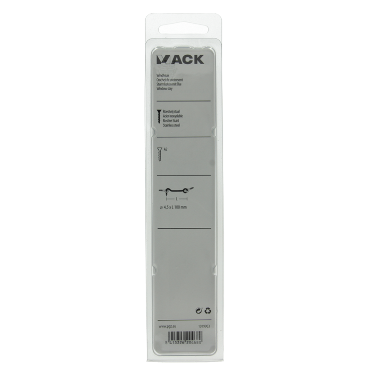 Afbeelding laden in galerijviewer, Mack 1019903 - windhaak roestvrijstaal 1 st 4,5 x 100mm | 5 stuks
