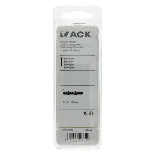 Mack 1019926 - plug lange expansie polyethyl 6 st 10 x 80 mm | 5 stuks