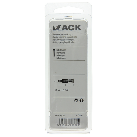 Mack 1017886 - universeelplug met kraag polyethyl.20st 6 x 35 mm | 5 stuks