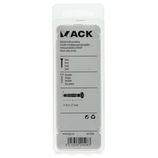Mack 1017890 - metalen hollewandplug verzinkt4 st 8 x37 mm | 10 stuks