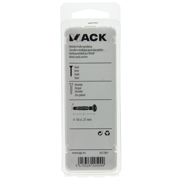 Afbeelding laden in galerijviewer, Mack 1017891 - metalen hollewandplug verzinkt4 st 10 x 37 mm | 5 stuks
