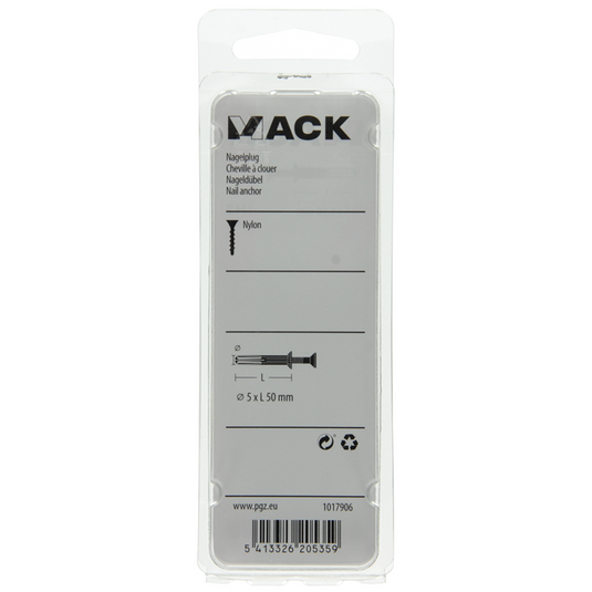 Mack 1017906 - nylon nagelplug polyamide 16 st 5 x 50 mm | 5 stuks