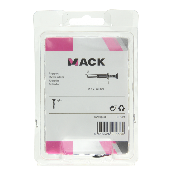 Afbeelding laden in galerijviewer, Mack 1017909 - nylon nagelplug polyamide 9 st 6 x 80 mm | 5 stuks

