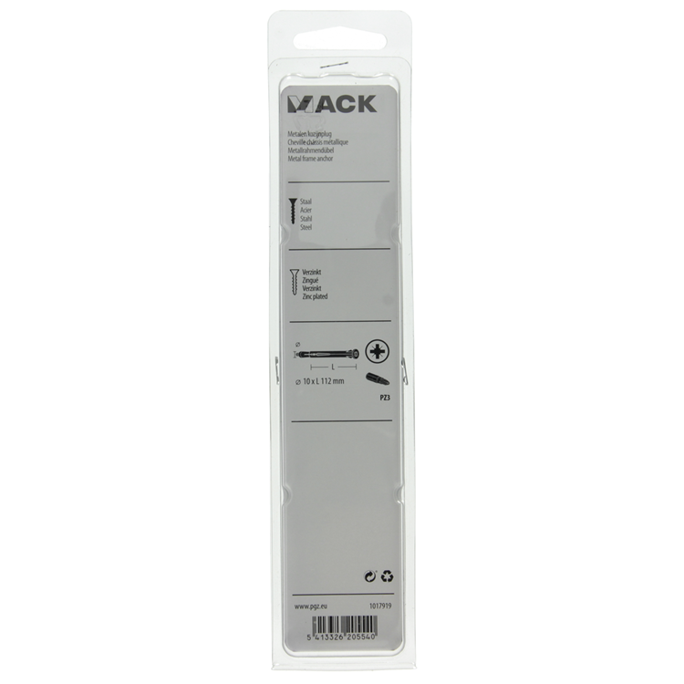 Afbeelding laden in galerijviewer, Mack 1017919 - metalen kozijnplug staal verzinkt 4 st 10 x 112 mm | 5 stuks
