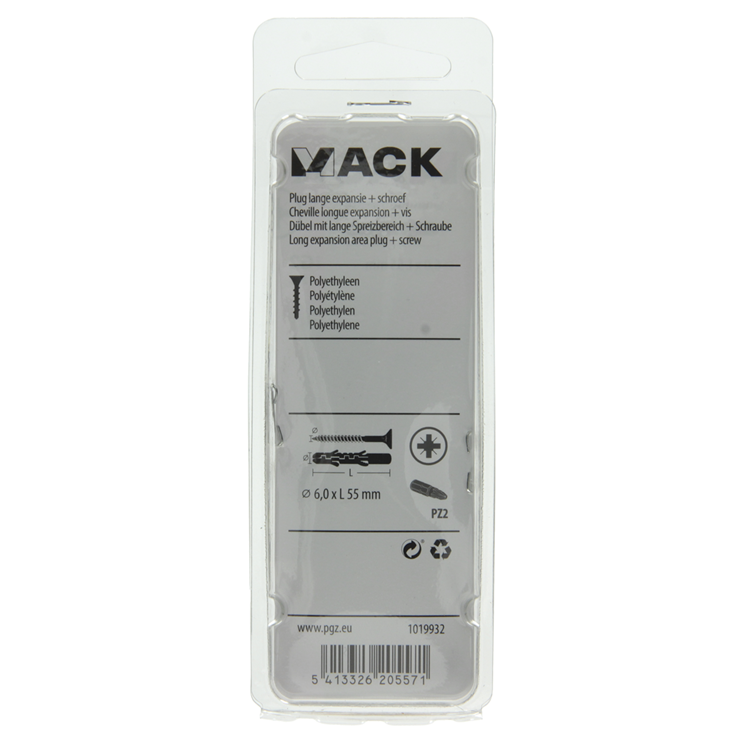 Afbeelding laden in galerijviewer, Mack 1019932 - plug lange exp.polyeth. + schr. 4x70 12st 6 x 55 mm | 5 stuks

