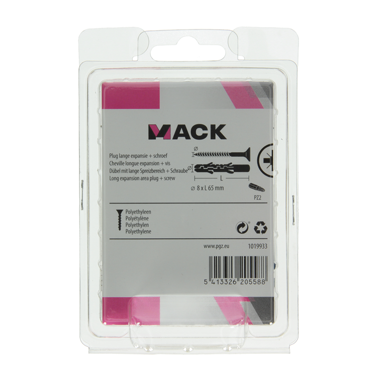 Afbeelding laden in galerijviewer, Mack 1019933 - plug lange exp.polyeth. + schr. 5x80 8 st 8 x 65 mm | 5 stuks
