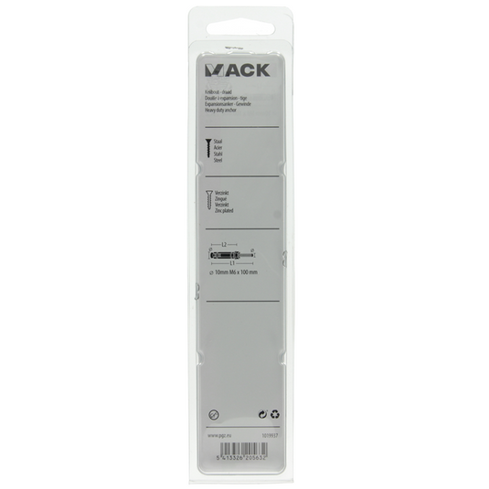 Mack 1019937 - keilbout met draadst. verzinkt4 st m6 x 100mm | 5 stuks