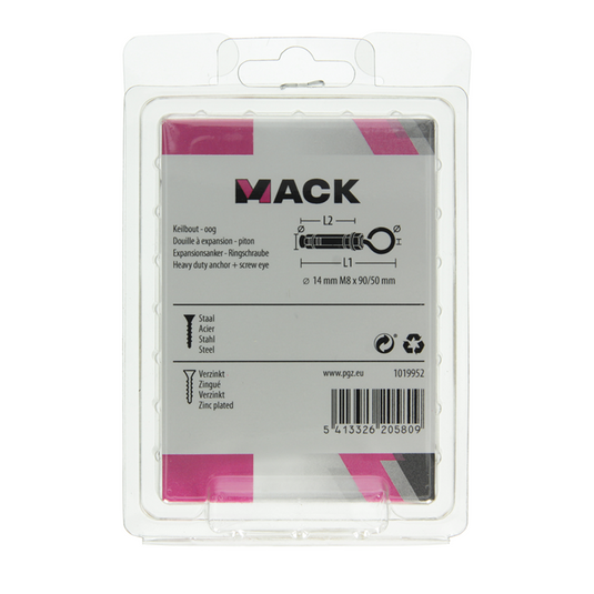 Mack 1019952 - keilbout schroefoog verzinkt2 st m8x90 14x50 | 5 stuks