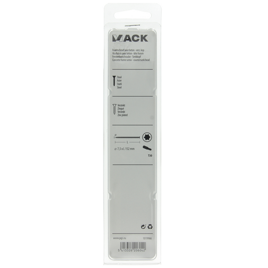 Mack 1019966 - beton raamschroef verzinkt vz kop 4 st 7,5 x 152 mm | 5 stuks