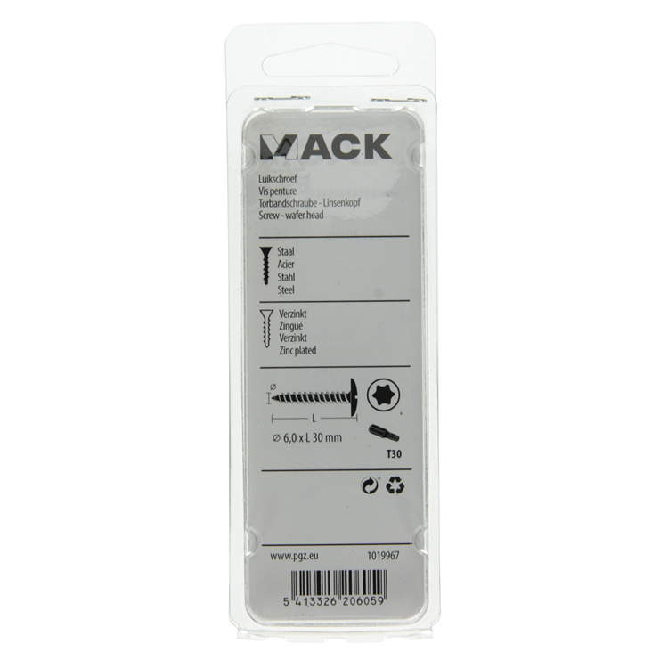 Afbeelding laden in galerijviewer, Mack 1019967 - luikschroef zwart 6,0 x 30 mm 9st | 5 stuks
