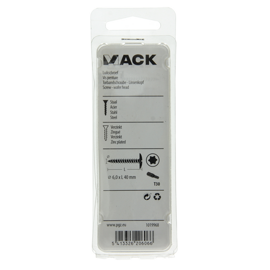 Mack 1019968 - luikschroef zwart 6,0 x 40 mm 8st | 5 stuks