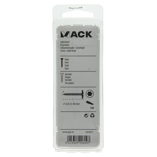 Mack 1019971 - luikschroef geel verzinkt 6,0 x 40 mm 9st | 5 stuks