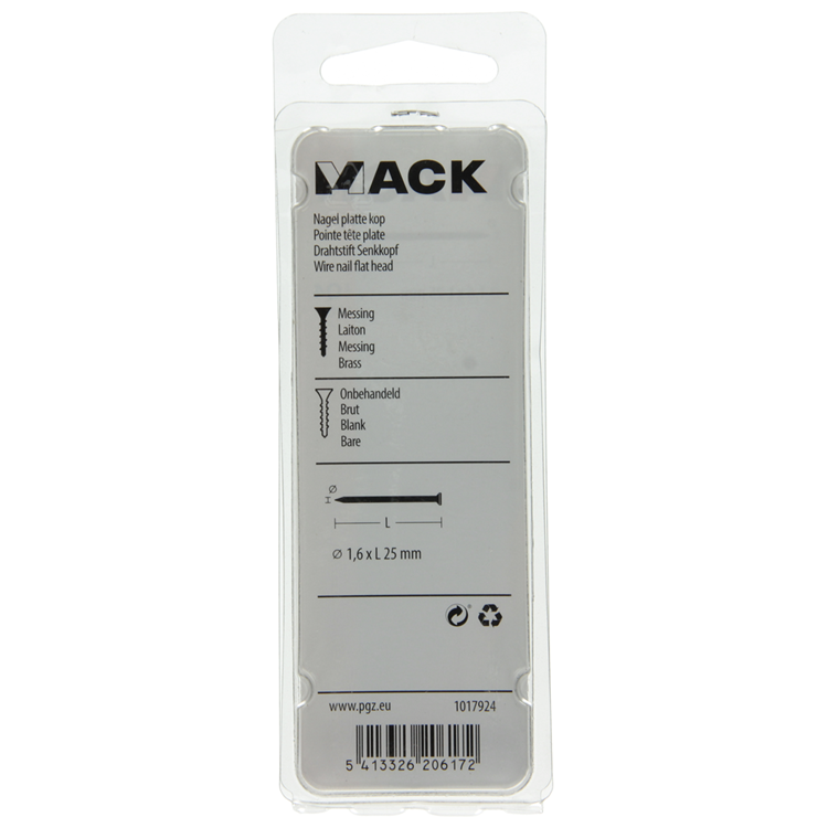 Afbeelding laden in galerijviewer, Mack 1017924 - nagel platte kop messing 100gr1,6 x 25 mm | 5 stuks
