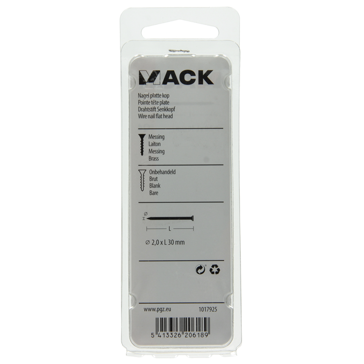 Cargue la imagen en el visor de la galería, Mack 1017925 - nagel platte kop messing 100gr2,0 x 30 mm | 5 stuks
