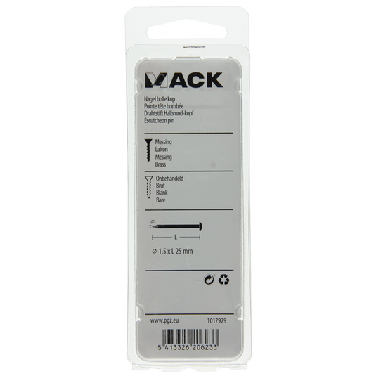 Mack 1017929 - nagel bolle kop messing 100 gr1,5 x 25 mm | 5 stuks