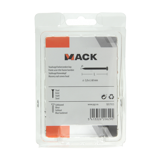 Mack 1017935 - staalnagel bvk staal geblauwd 200 gr 3,0 x 60 mm | 5 stuks