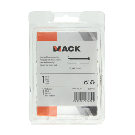 Mack 1017936 - staalnagel bvk staal geblauwd 200 gr 3,4 x 70 mm | 5 stuks