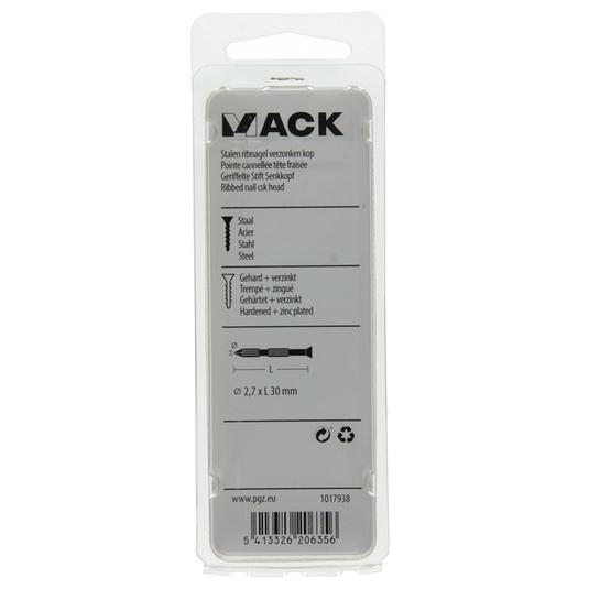 Mack 1017938 - stalen ribnagel vk st.gehard + verz 65st 2,7 x 30 mm | 5 stuks