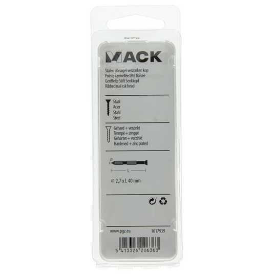 Mack 1017939 - stalen ribnagel vk st.gehard + verz 55st 2,7 x 40 mm | 5 stuks