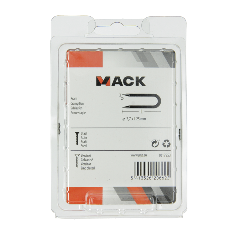Afbeelding laden in galerijviewer, Mack 1017953 - kram staal verzinkt 250 gr 2,7 x 25 mm | 5 stuks
