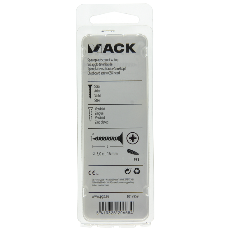 Afbeelding laden in galerijviewer, Mack 1017959 - spaanplaatschroef vz kop geelverz 200st 3,0 x 16 mm | 5 stuks
