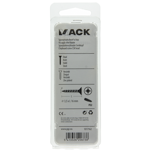 Mack 1017962 - spaanplaatschroef vz kop geelverz 165st 3,5 x 16 mm | 5 stuks
