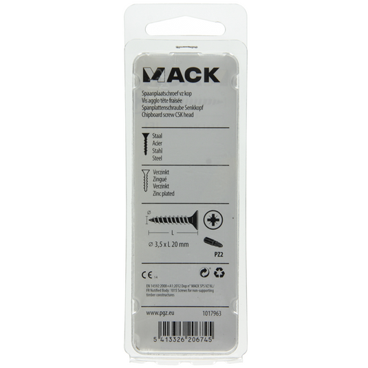 Mack 1017963 - spaanplaatschroef vz kop geelverz 100st 3,5 x 20 mm | 5 stuks