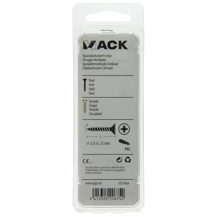 Afbeelding laden in galerijviewer, Mack 1017964 - spaanplaatschroef vz kop geelverz. 85st 3,5 x 25 mm | 5 stuks
