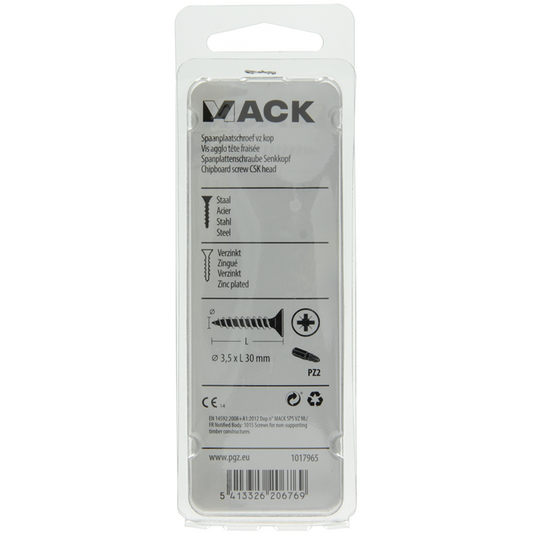 Mack 1017965 - spaanplaatschroef vz kop geelverz. 75st 3,5 x 30 mm | 5 stuks