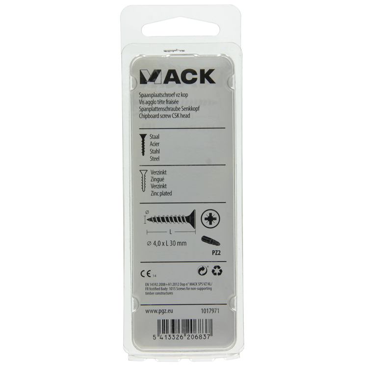 Afbeelding laden in galerijviewer, Mack 1017971 - spaanplaatschroef vz kop geelverz. 60st 4,0 x 30 mm | 5 stuks
