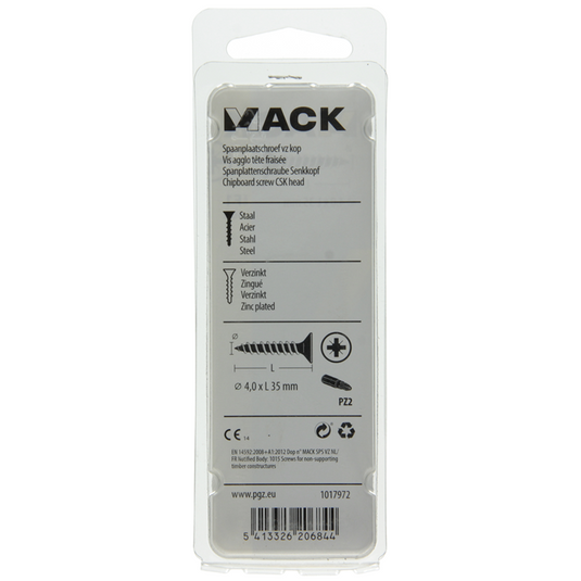 Mack 1017972 - spaanplaatschroef vz kop geelverz. 50st 4,0 x 35 mm | 5 stuks