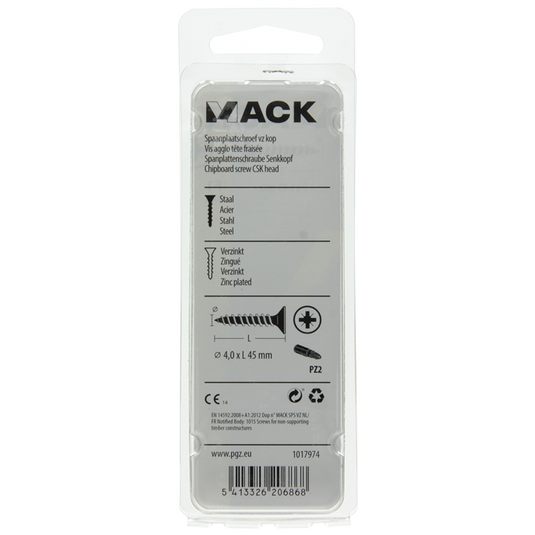 Mack 1017974 - spaanplaatschroef vz kop geelverz. 37st 4,0 x 45 mm | 5 stuks