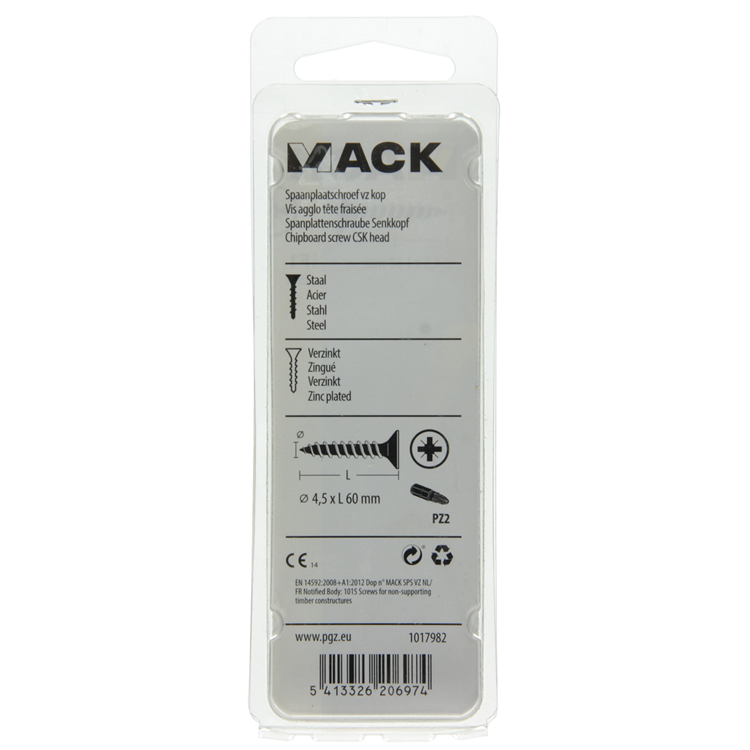 Afbeelding laden in galerijviewer, Mack 1017982 - spaanplaatschroef vz kop geelverz. 25st 4,5 x 60 mm | 5 stuks
