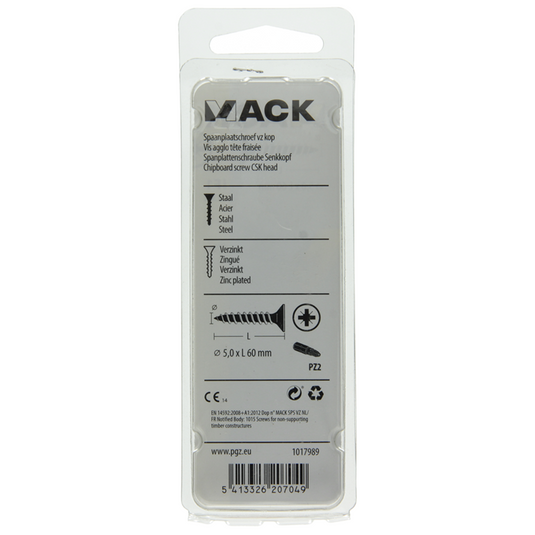 Mack 1017989 - spaanplaatschroef vz kop geelverz. 23st 5,0 x 60 mm | 5 stuks