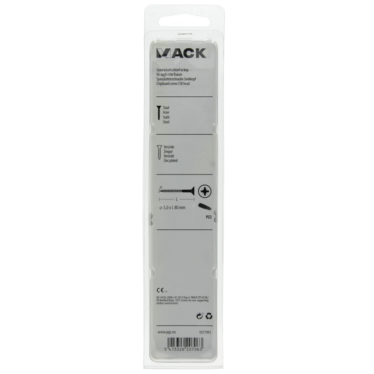 Afbeelding laden in galerijviewer, Mack 1017991 - spaanplaatschroef vz kop geelverz. 20st 5,0 x 80 mm | 5 stuks
